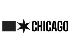 Monochrome logo with a square and starburst shape.